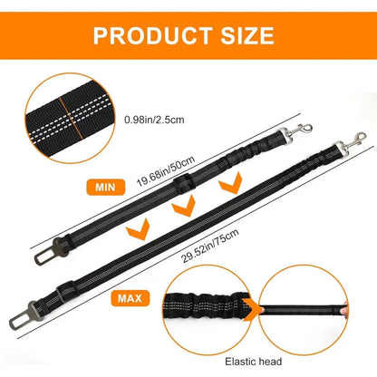 Adjustable Dog Car Seatbelt | Nylon Pet Safety Seat Belt with Elastic Bungee Buffer