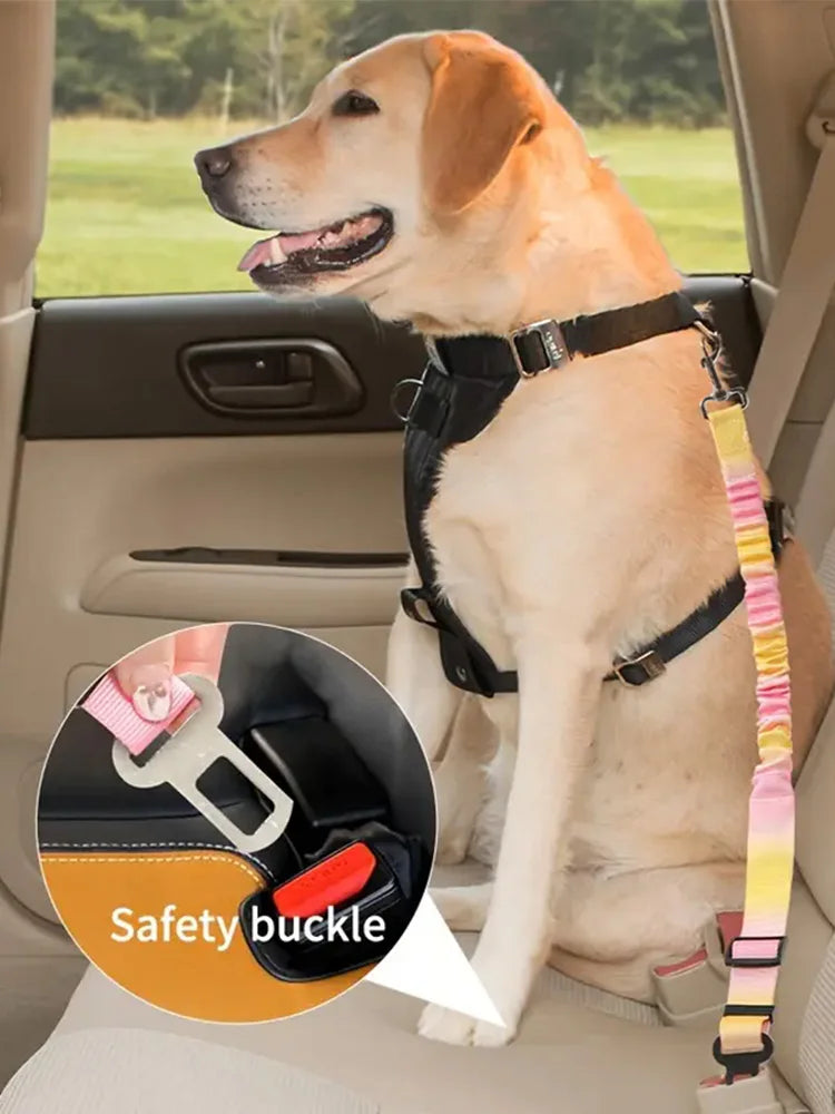 Adjustable Dog Car Seatbelt | Nylon Pet Safety Seat Belt with Elastic Bungee Buffer