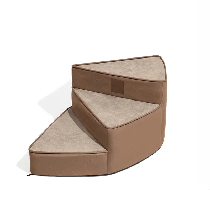 Spiral Faux Leather Pet Stairs | 2/3/4 Step Non-Slip Removable Spiral Small Dog Steps