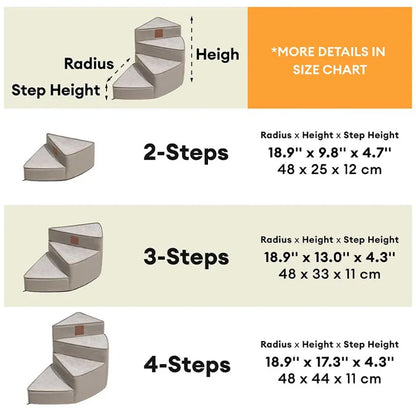 Spiral Faux Leather Pet Stairs | 2/3/4 Step Non-Slip Removable Spiral Small Dog Steps