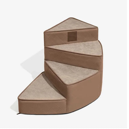 Spiral Faux Leather Pet Stairs | 2/3/4 Step Non-Slip Removable Spiral Small Dog Steps