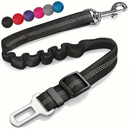 Adjustable Dog Car Seatbelt | Nylon Pet Safety Seat Belt with Elastic Bungee Buffer