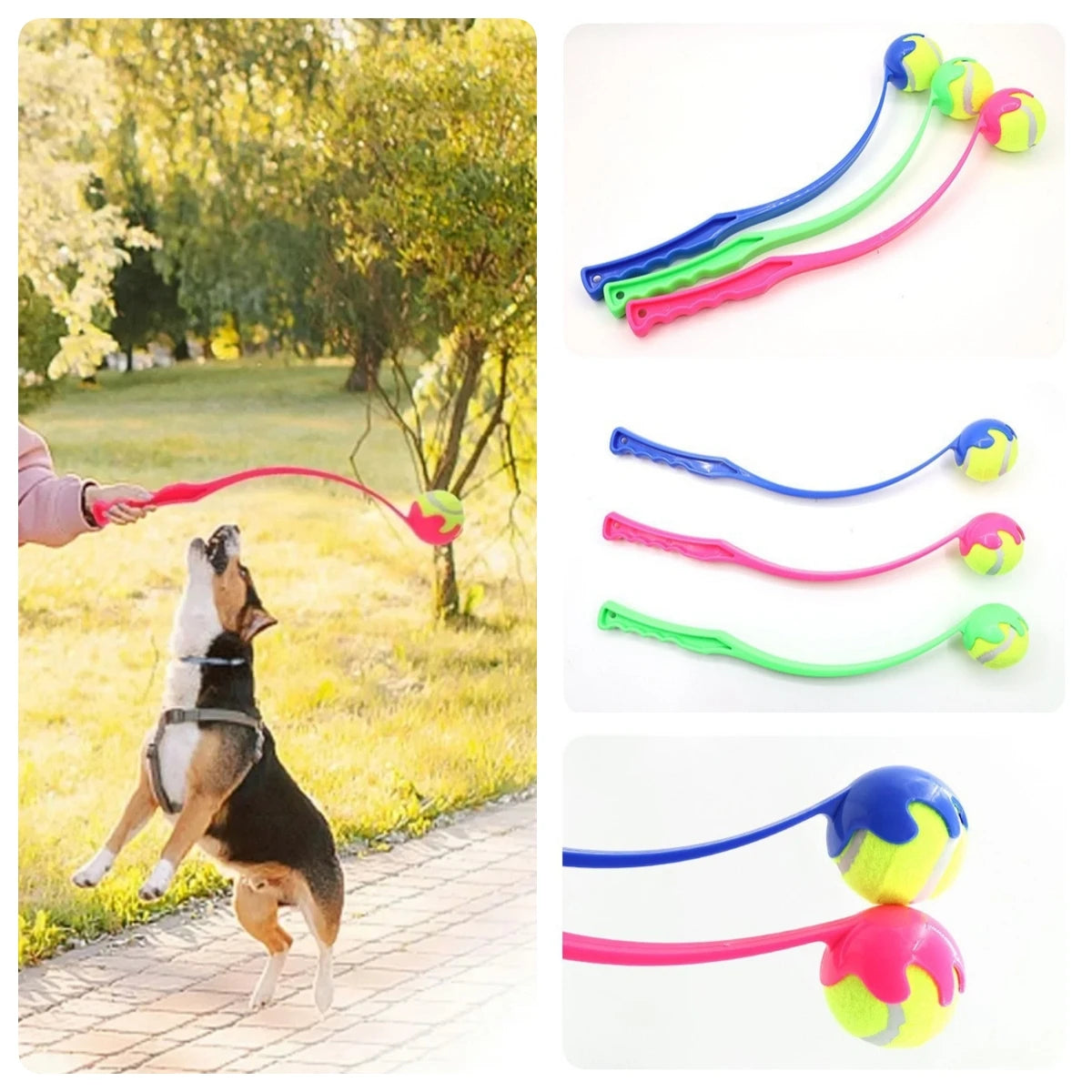 Pet Tennis Ball Launcher Set | Outdoor Dog Training Fetch Toy -  Ergonomic Handle