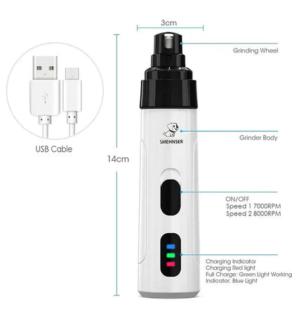 Dog Nail Grinders | Painless USB Charging Pet Nail Grooming Trimmer Tool