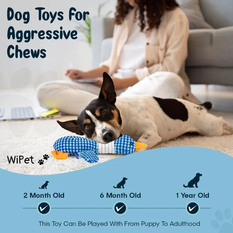 Squeaky Duck Toy | Durable, Interactive Plush Chew Doll for Pets