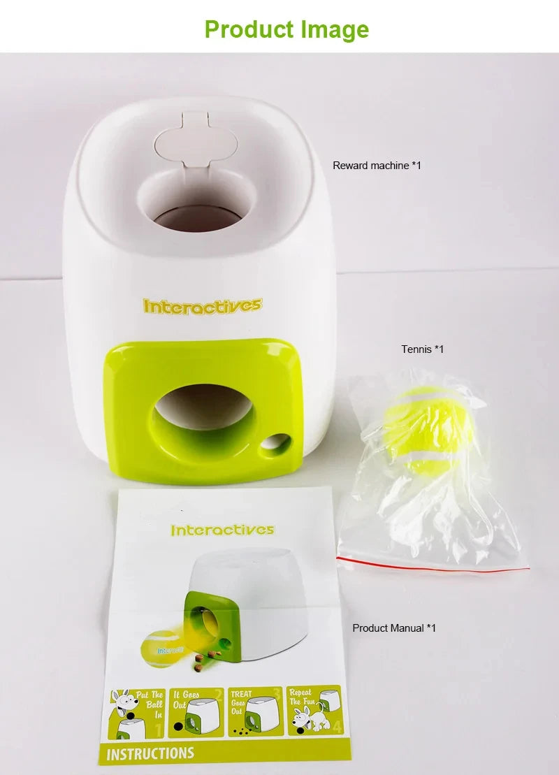 Automatic Dog Ball Launcher with Food Rewards | Smart Tennis Ball Thrower Machine for Dogs