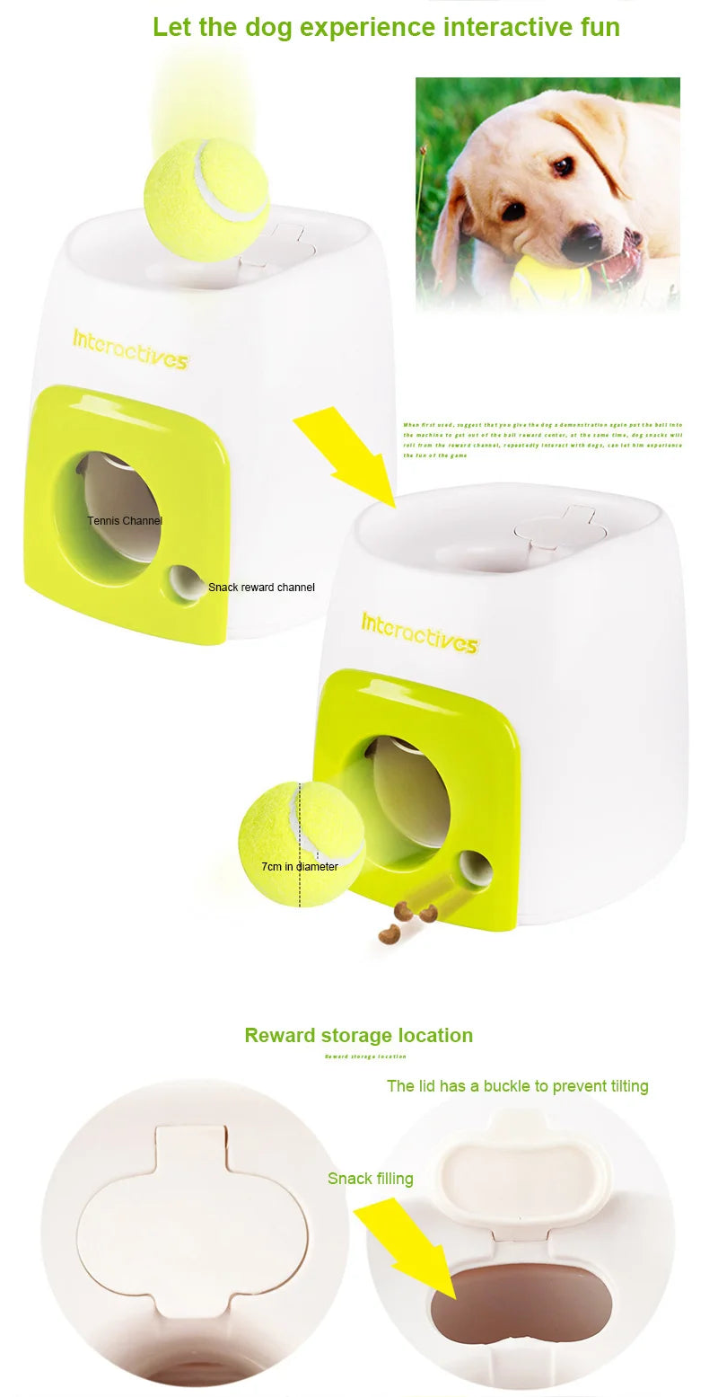 Automatic Dog Ball Launcher with Food Rewards | Smart Tennis Ball Thrower Machine for Dogs