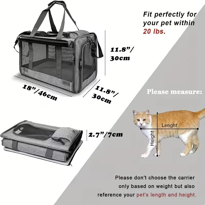 Transport Pet Carrier | Durable, Breathable Medium Cat And Small Dog Carrier