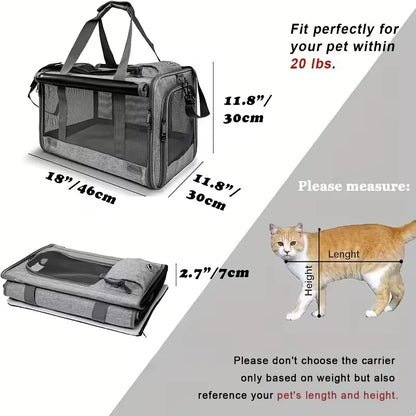 Transport Pet Carrier | Durable, Breathable Medium Cat And Small Dog Carrier