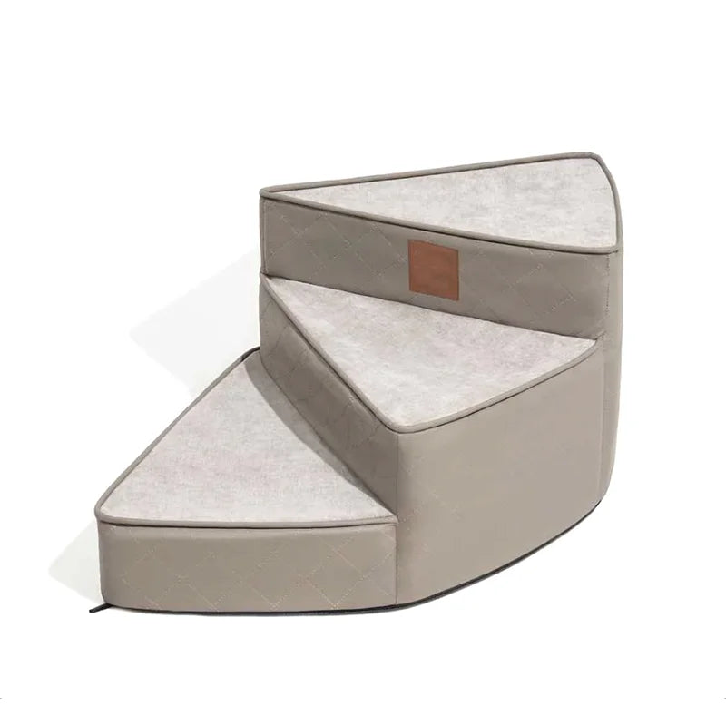 Spiral Faux Leather Pet Stairs | 2/3/4 Step Non-Slip Removable Spiral Small Dog Steps