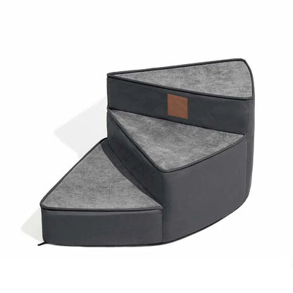 Spiral Faux Leather Pet Stairs | 2/3/4 Step Non-Slip Removable Spiral Small Dog Steps