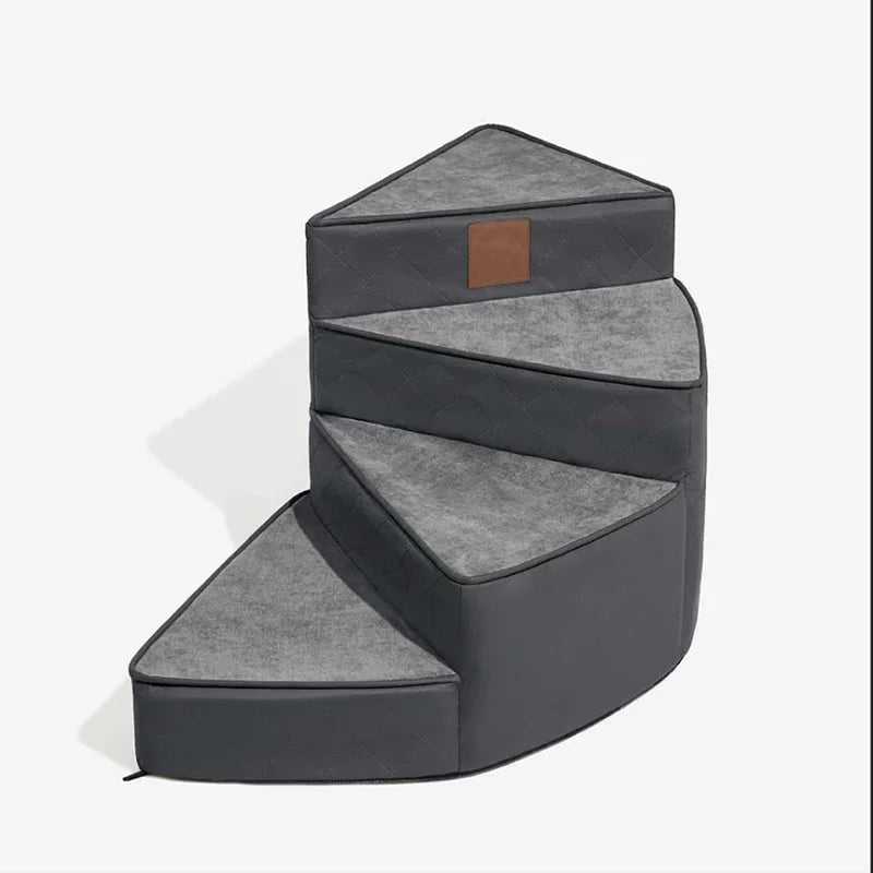 Spiral Faux Leather Pet Stairs | 2/3/4 Step Non-Slip Removable Spiral Small Dog Steps