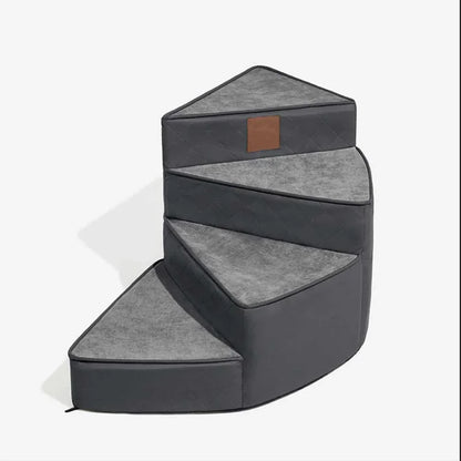 Spiral Faux Leather Pet Stairs | 2/3/4 Step Non-Slip Removable Spiral Small Dog Steps