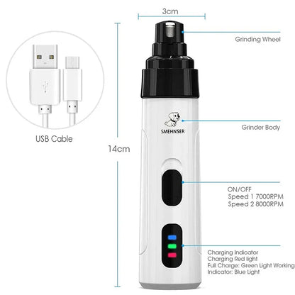 Dog Nail Grinders | Painless USB Charging Pet Nail Grooming Trimmer Tool