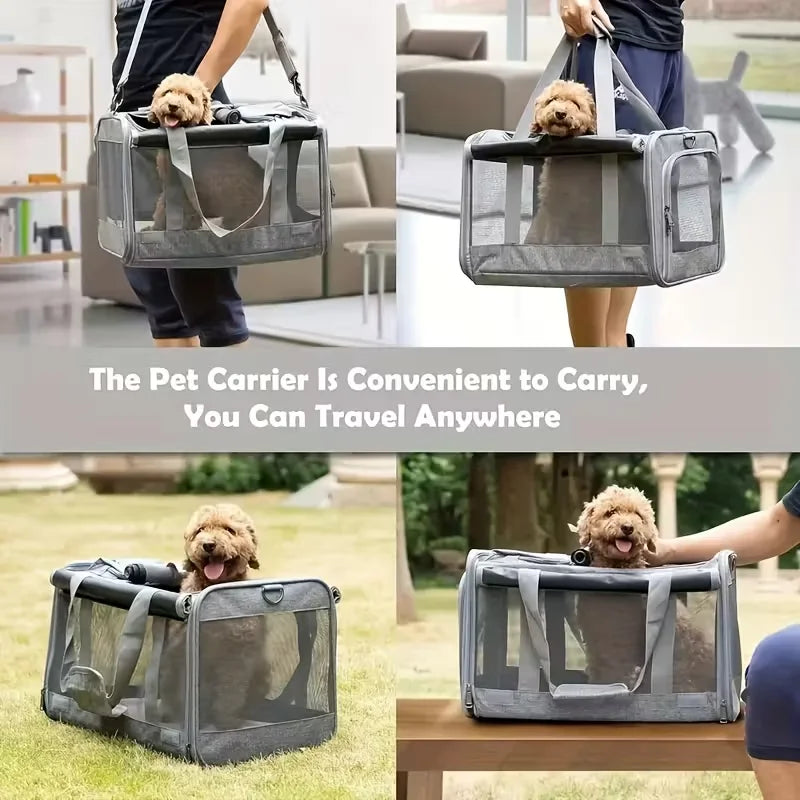 Transport Pet Carrier | Durable, Breathable Medium Cat And Small Dog Carrier